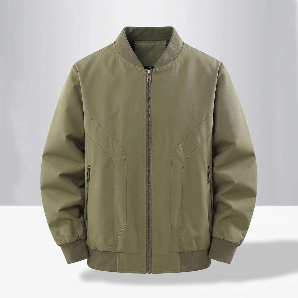 Men's zip up bomber jacket with ribbed cuffs