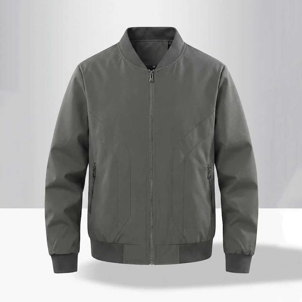 Men's zip up bomber jacket with ribbed cuffs