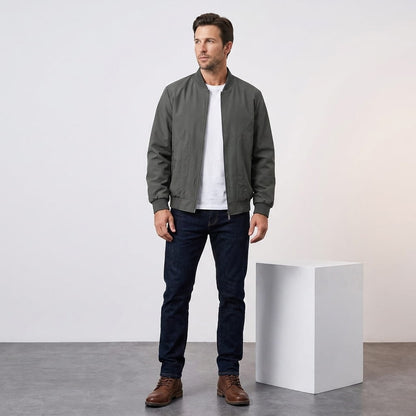 Men's zip up bomber jacket with ribbed cuffs