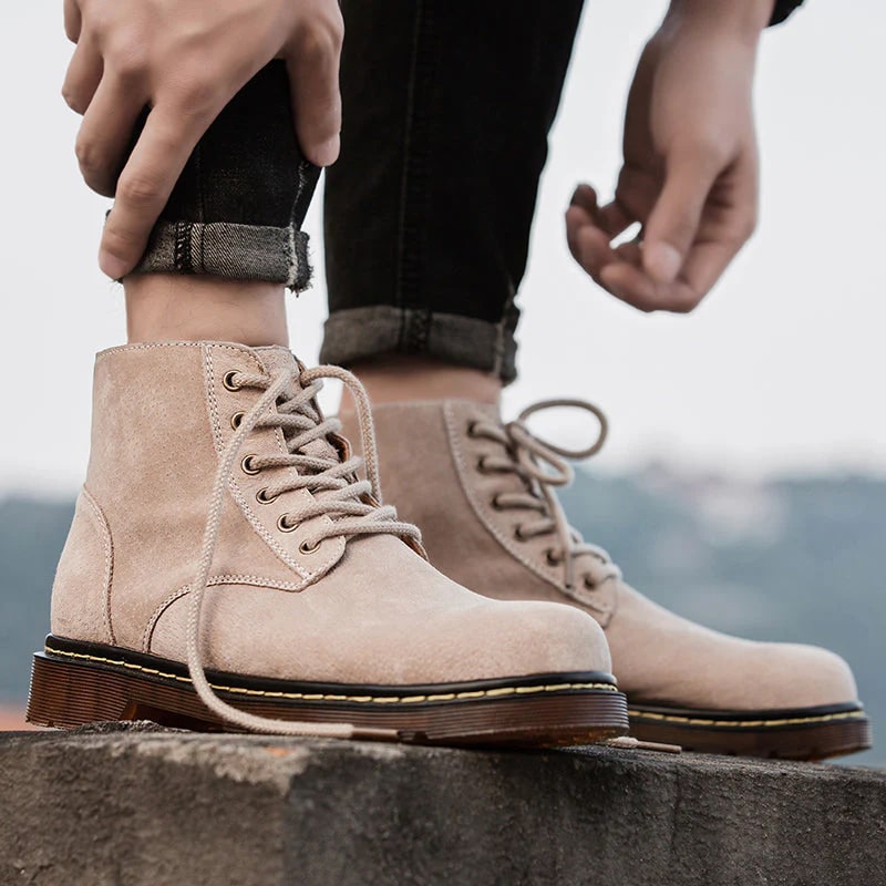 Lace Up Suede Boots with Cushioned Insole for Men