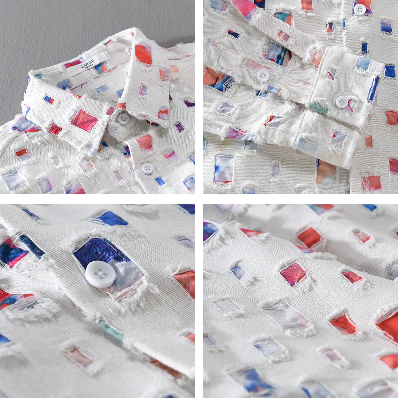 Collared Shirt with Abstract Print for Men