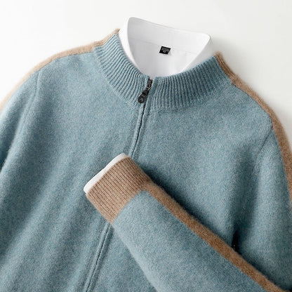 Cashmere Blend Zip Up Knit Jacket for Men