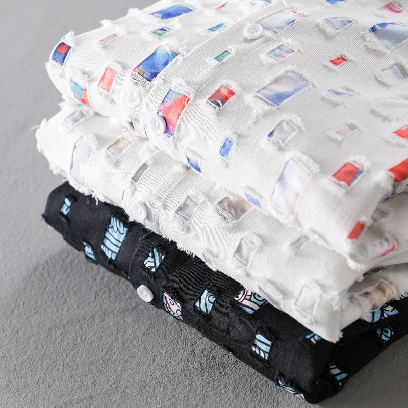 Collared Shirt with Abstract Print for Men