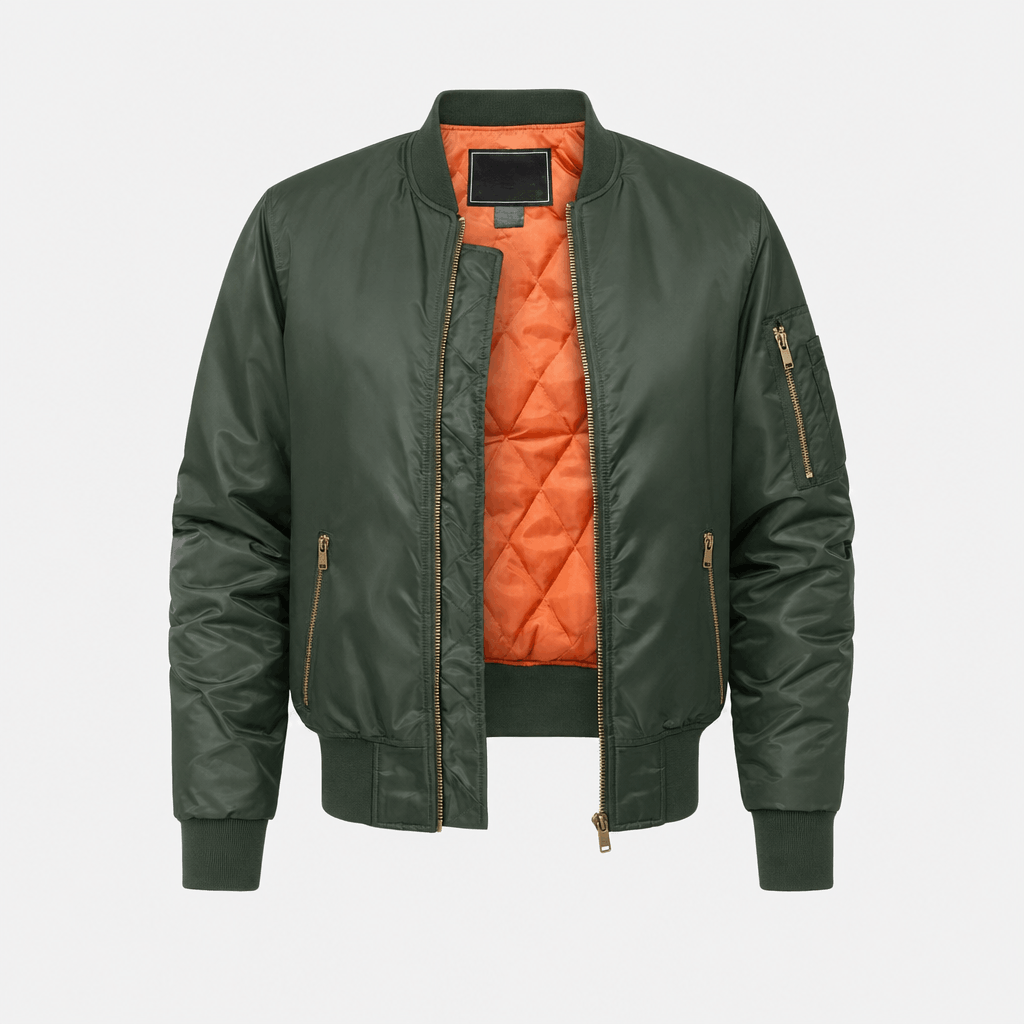 Men's quilted bomber jacket with utility pockets