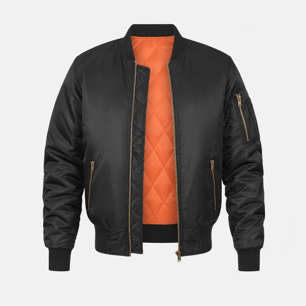 Men's quilted bomber jacket with utility pockets