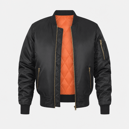 Men's quilted bomber jacket with utility pockets