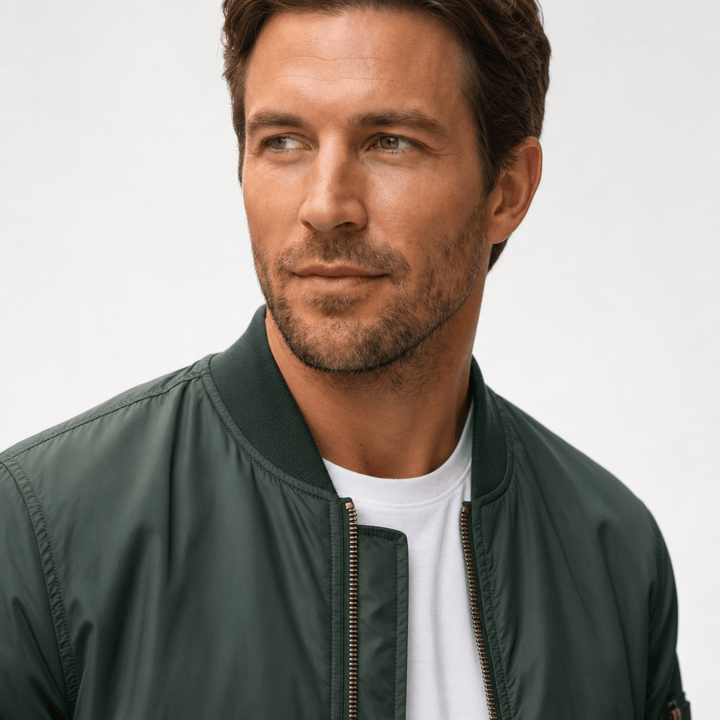 Men's quilted bomber jacket with utility pockets