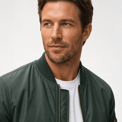 Men's quilted bomber jacket with utility pockets