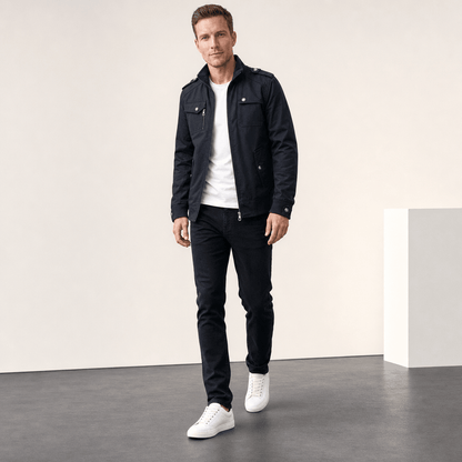 Men's utility bomber jacket with four flap pockets