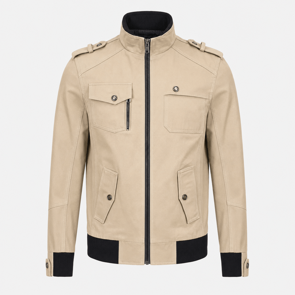Men's utility bomber jacket with four flap pockets