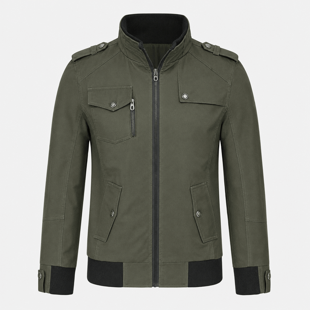 Men's utility bomber jacket with four flap pockets