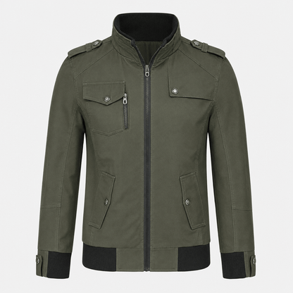 Men's utility bomber jacket with four flap pockets