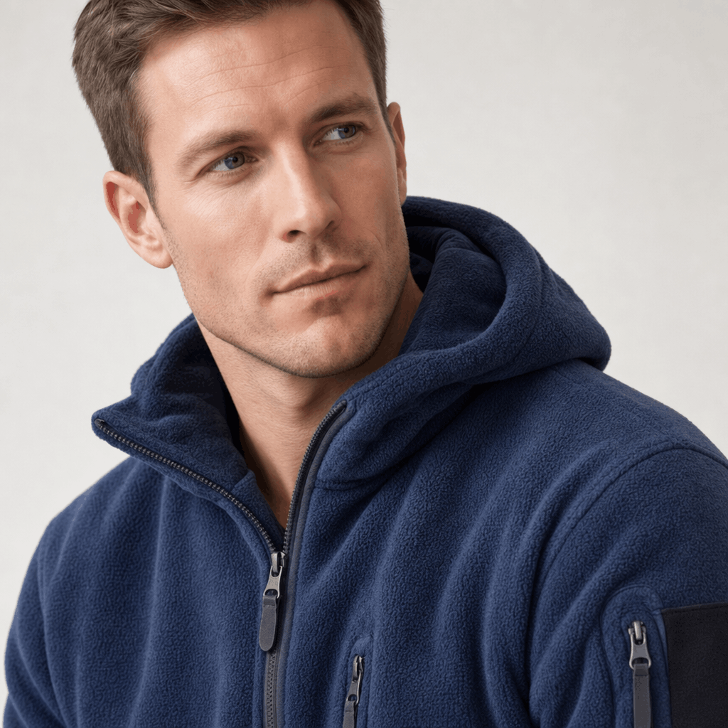 Men's heavyweight hooded polar fleece jacket