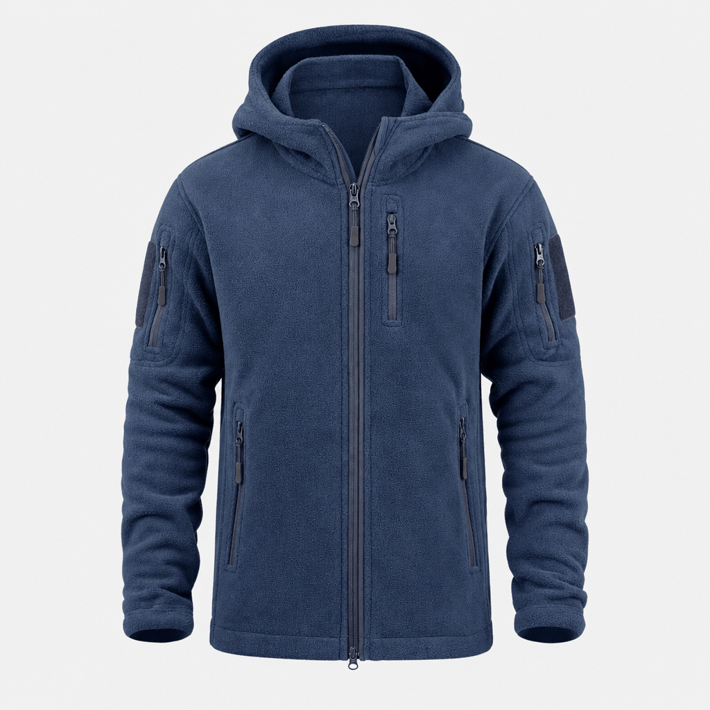 Men's heavyweight hooded polar fleece jacket