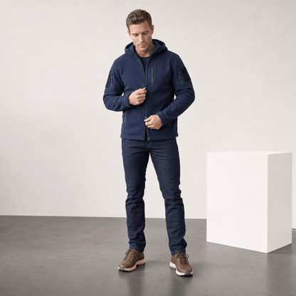 Men's heavyweight hooded polar fleece jacket