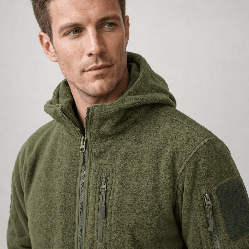 Men's heavyweight hooded polar fleece jacket