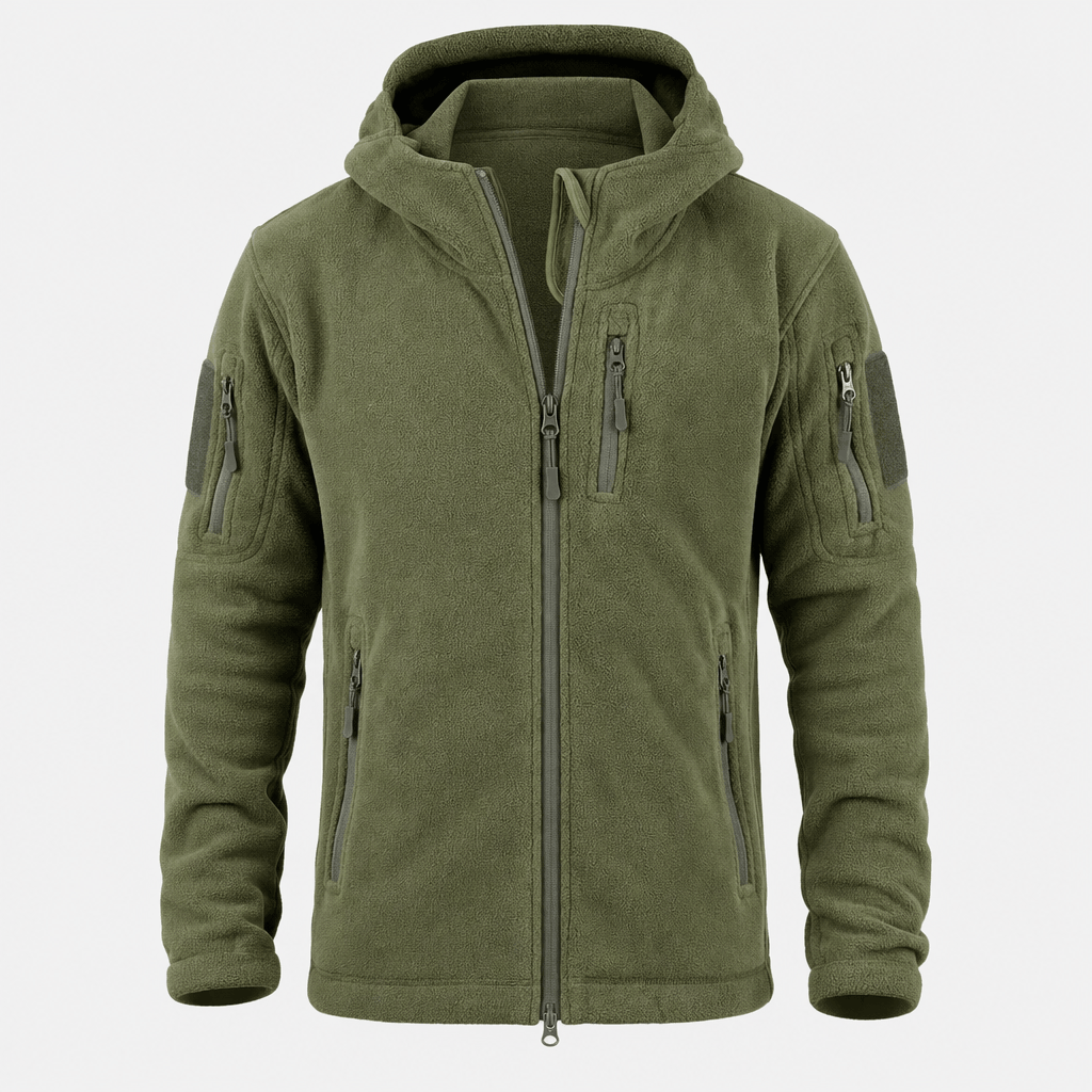 Men's heavyweight hooded polar fleece jacket