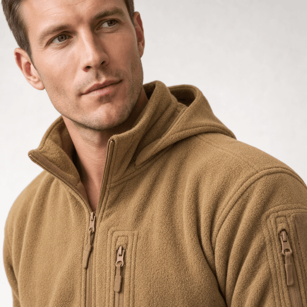 Men's heavyweight hooded polar fleece jacket