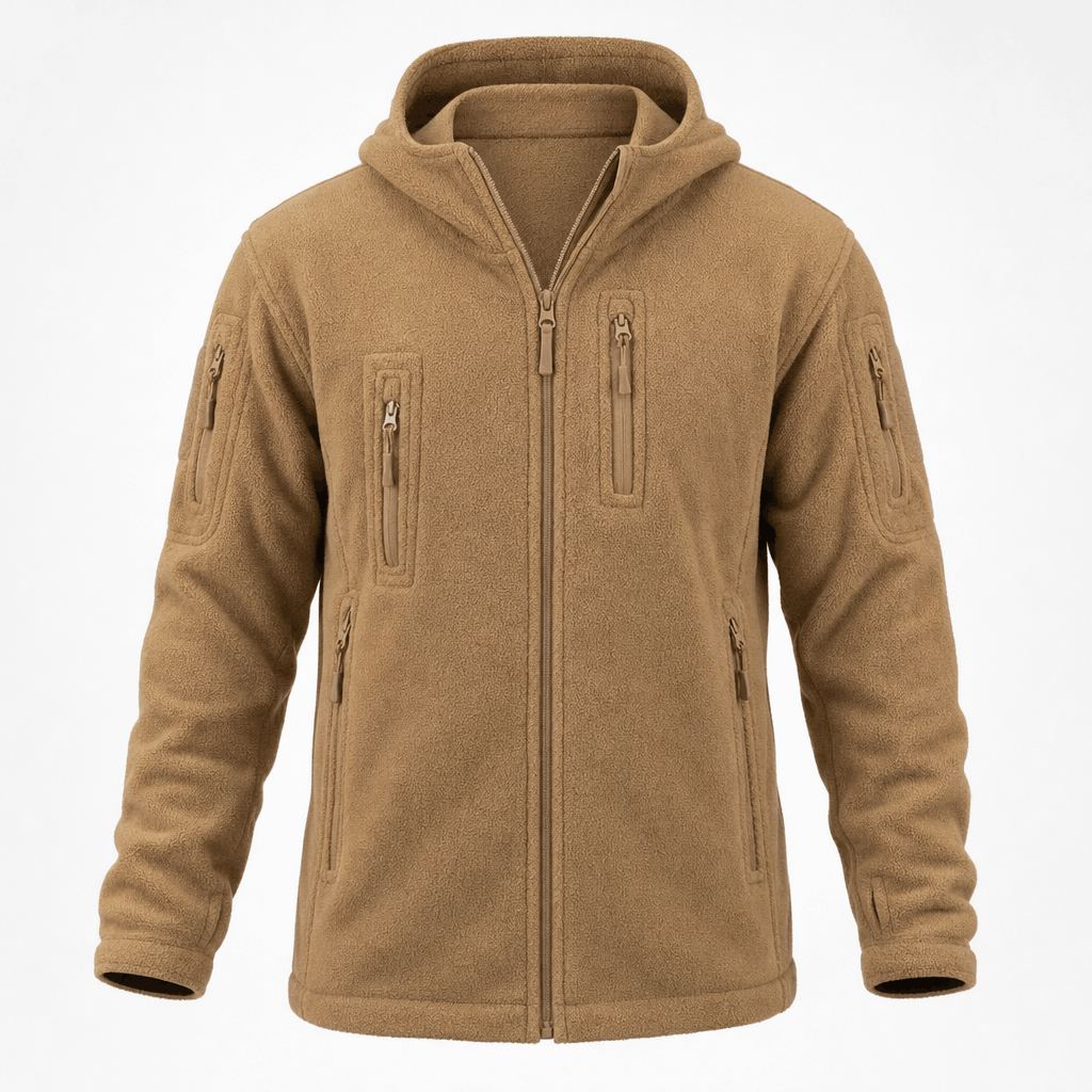 Men's heavyweight hooded polar fleece jacket