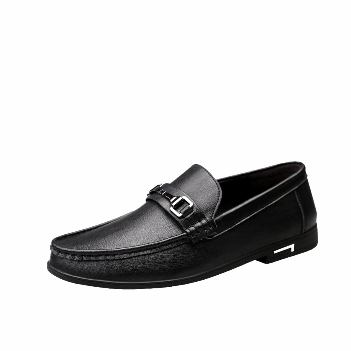Cowhide Leather Slip On Loafers for Men - black
