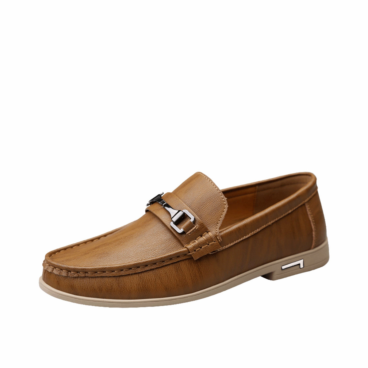 Cowhide Leather Slip On Loafers for Men - dark tan