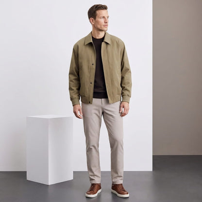 Men's bomber jacket with turn down collar