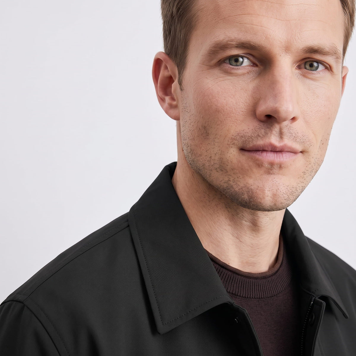 Men's bomber jacket with turn down collar