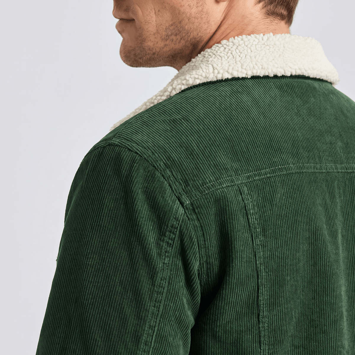 Men's sherpa lined corduroy jacket with turn down collar