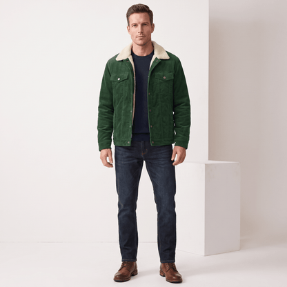 Corduroy jacket for men with sherpa lining