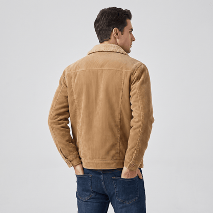 Corduroy jacket for men with sherpa lining