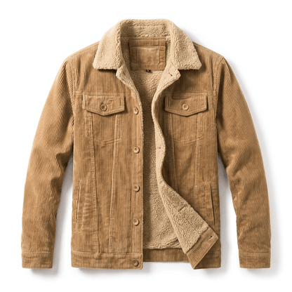 Corduroy jacket for men with sherpa lining