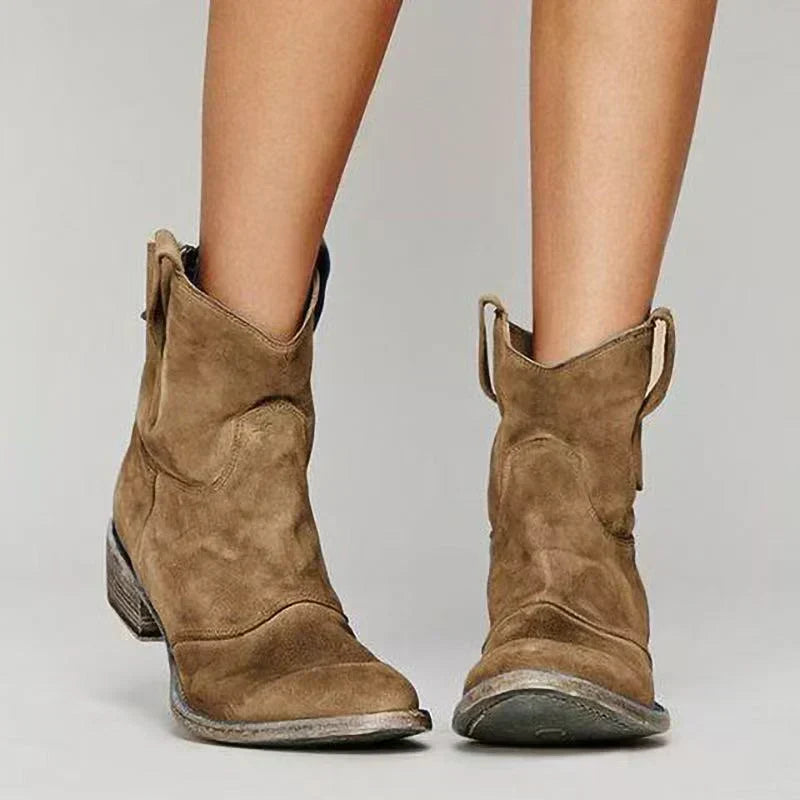 Women's western cowboy ankle boots with pointed toe