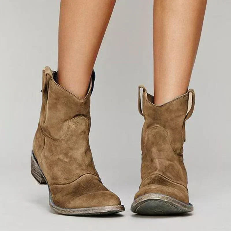 Women's block heel orthopedic boots, front view