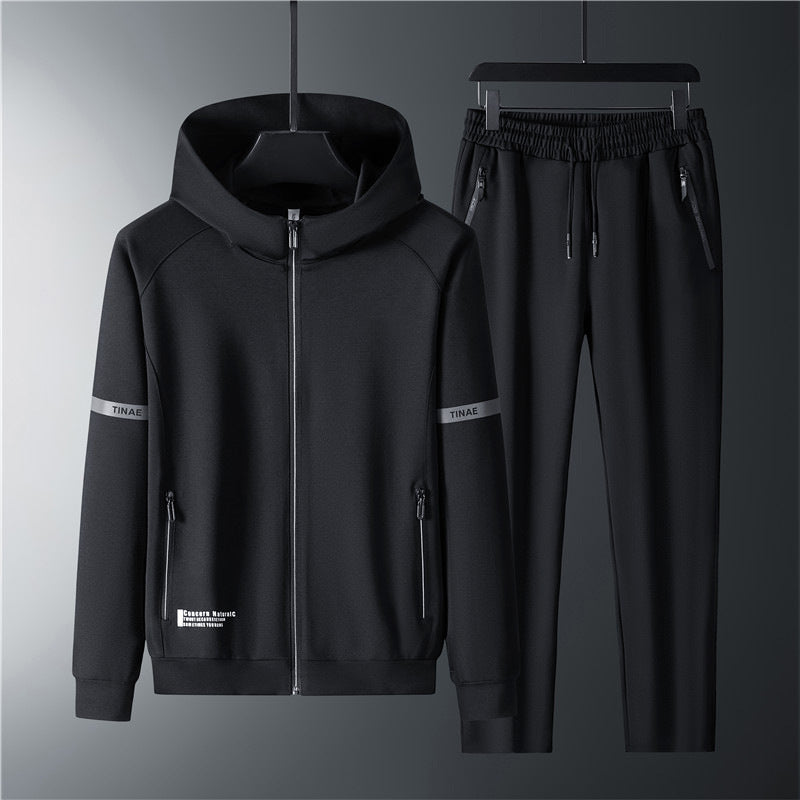 Men's hooded stretch tracksuit with sculpted fit