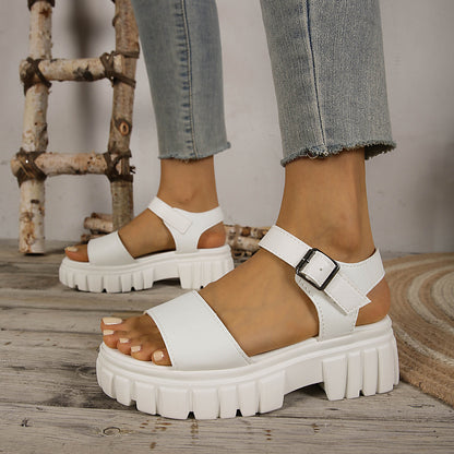 Women's chunky platform orthopedic sandals - white