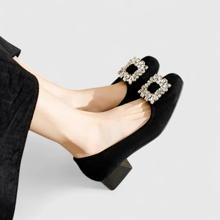 Women's buckle orthopedic heels for everyday wear