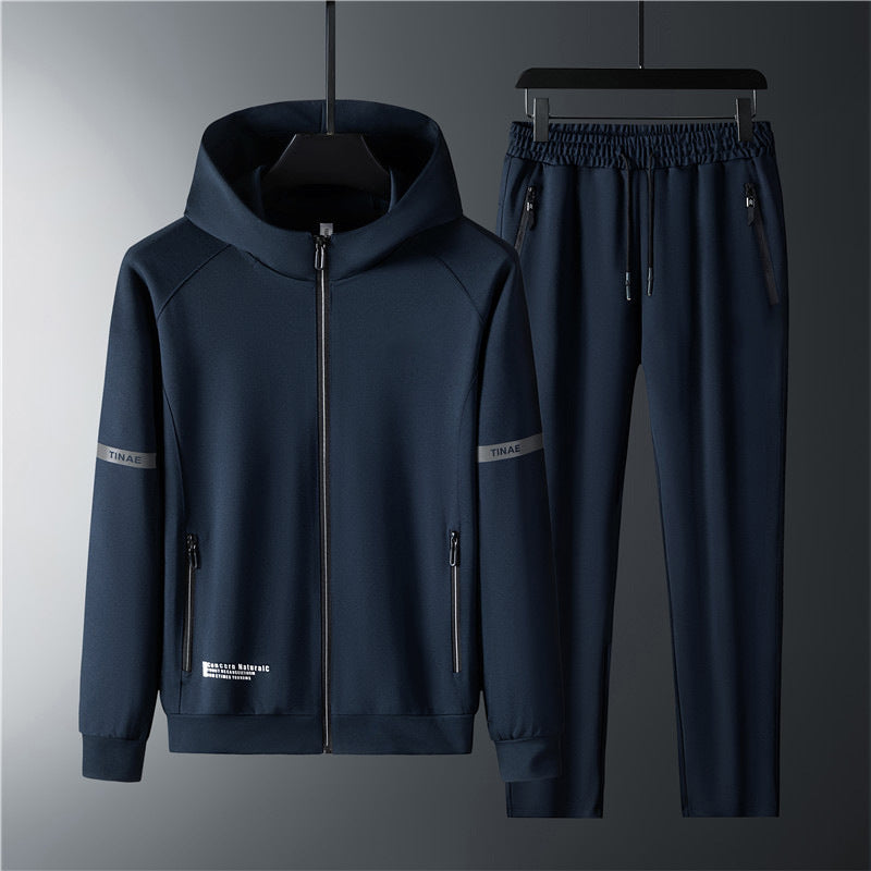 Men's hooded stretch tracksuit with sculpted fit