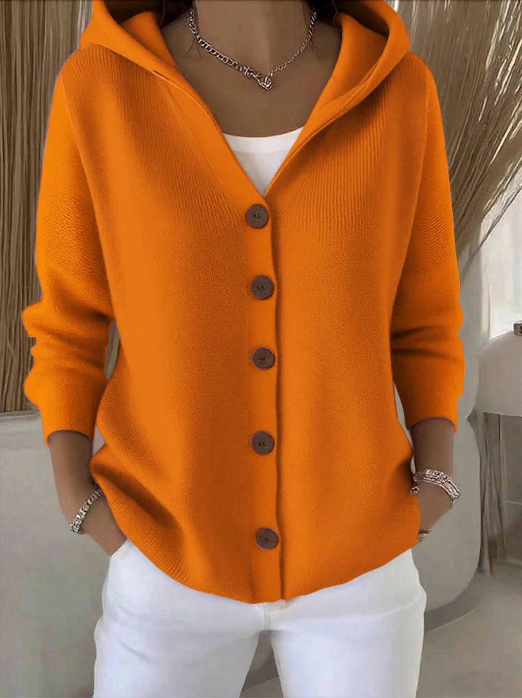 Calliope - Hooded A-Line Button-Up Cardigan