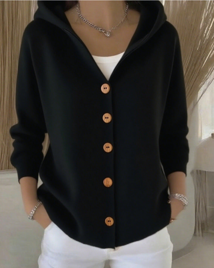 Calliope - Hooded A-Line Button-Up Cardigan