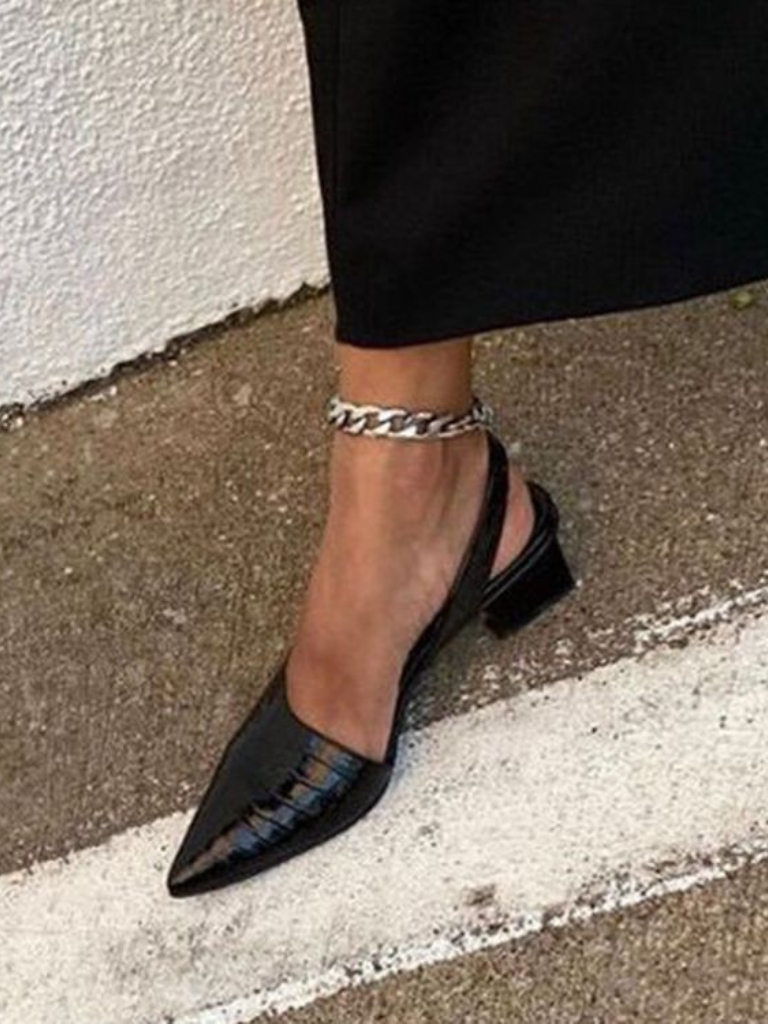 Women's croc-effect slingback block heel shoes