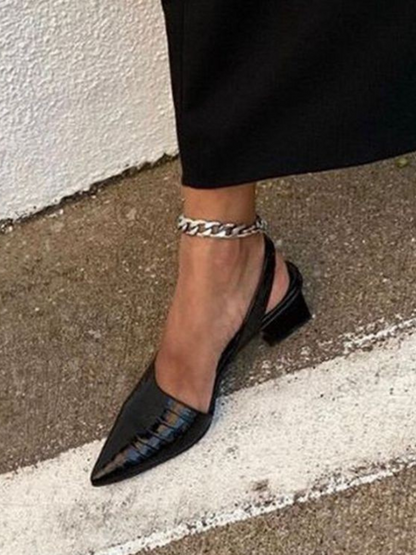 Women's croc-effect slingback block heel shoes