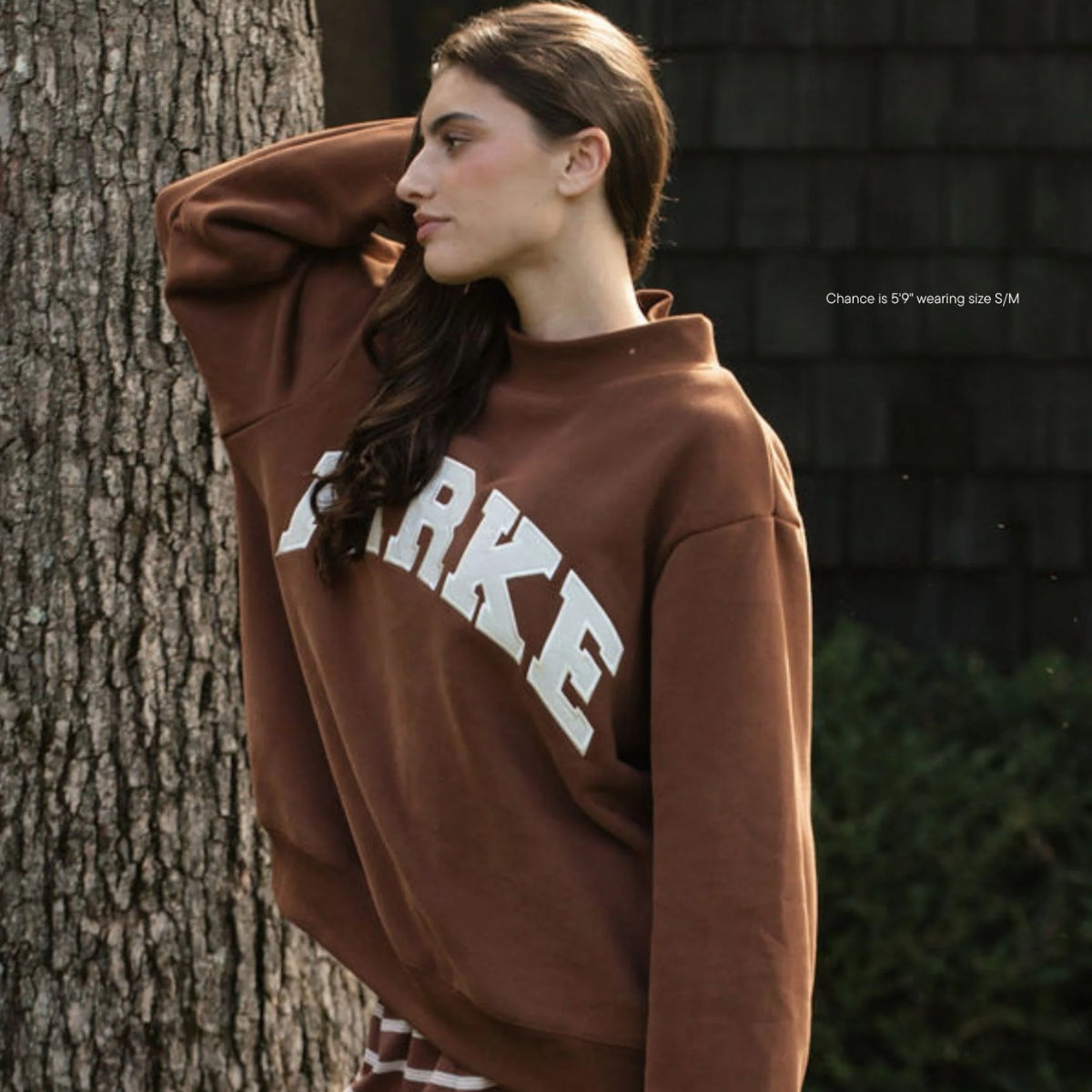 Varsity Mockneck Mocha with Cloud Letters
