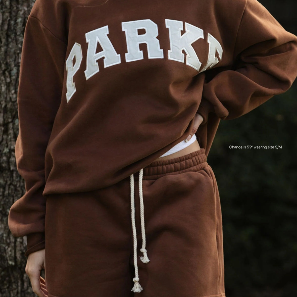 Varsity Mockneck Mocha with Cloud Letters