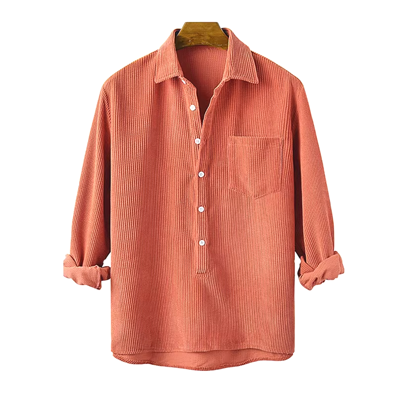 Corduroy Shirt with Camp Collar for Men - orange