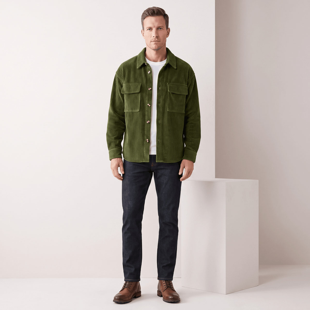 Wide Wale Corduroy Overshirt for Men
