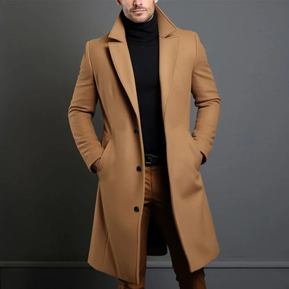 Trench coat for men with belted waist - caramel