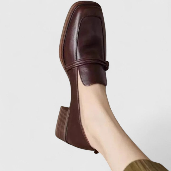 Women's square-toe orthopedic loafers for everyday wear - brown