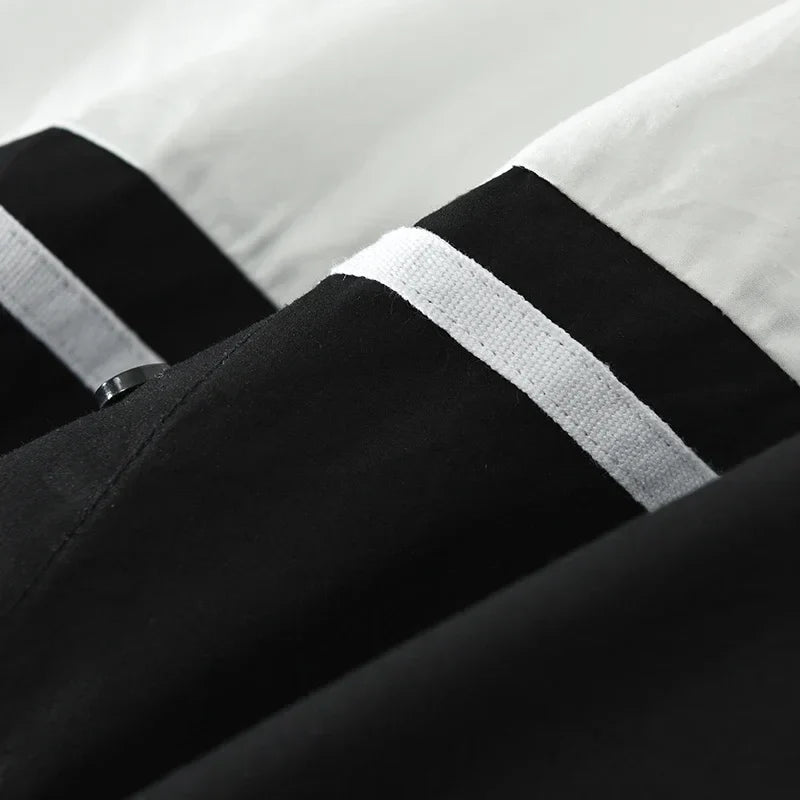 Paneled Long Sleeve Button Up Shirt for Men