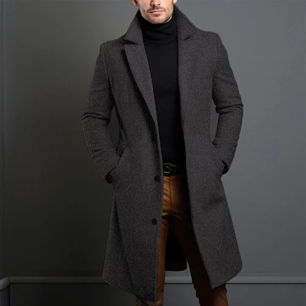 Trench coat for men with belted waist - dark grey