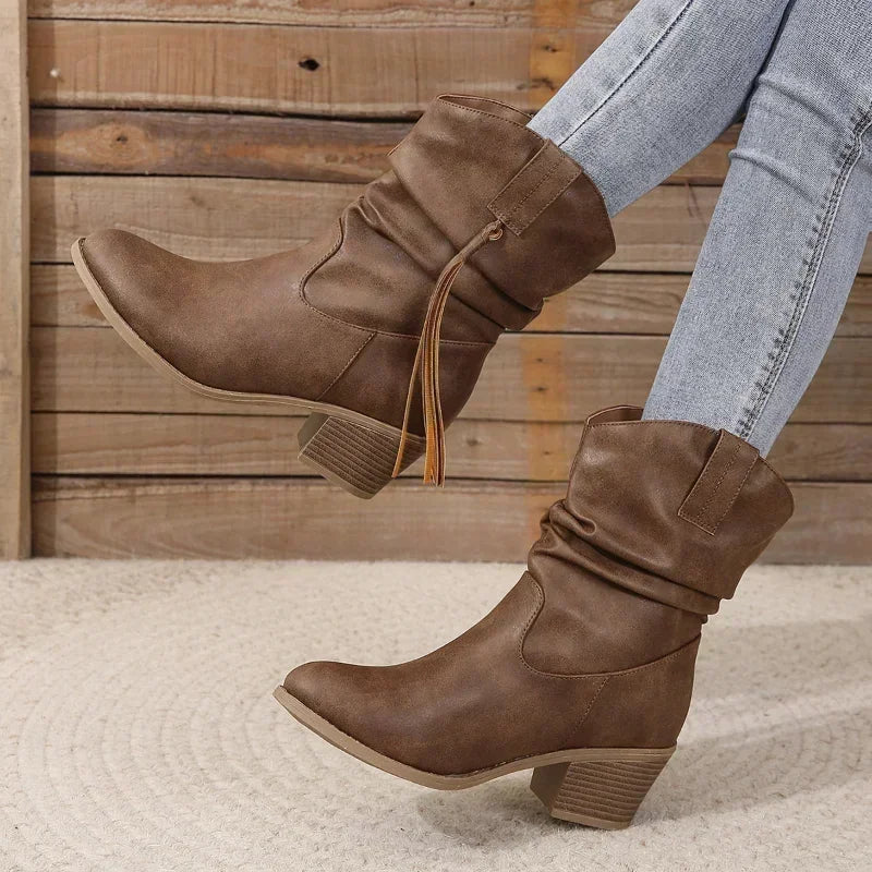Women's western-style orthopedic boots for everyday wear